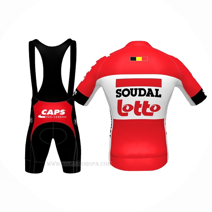 2022 Ropa Ciclismo Lotto Soudal Negro Rojo Mangas Corta y Culotte Corto